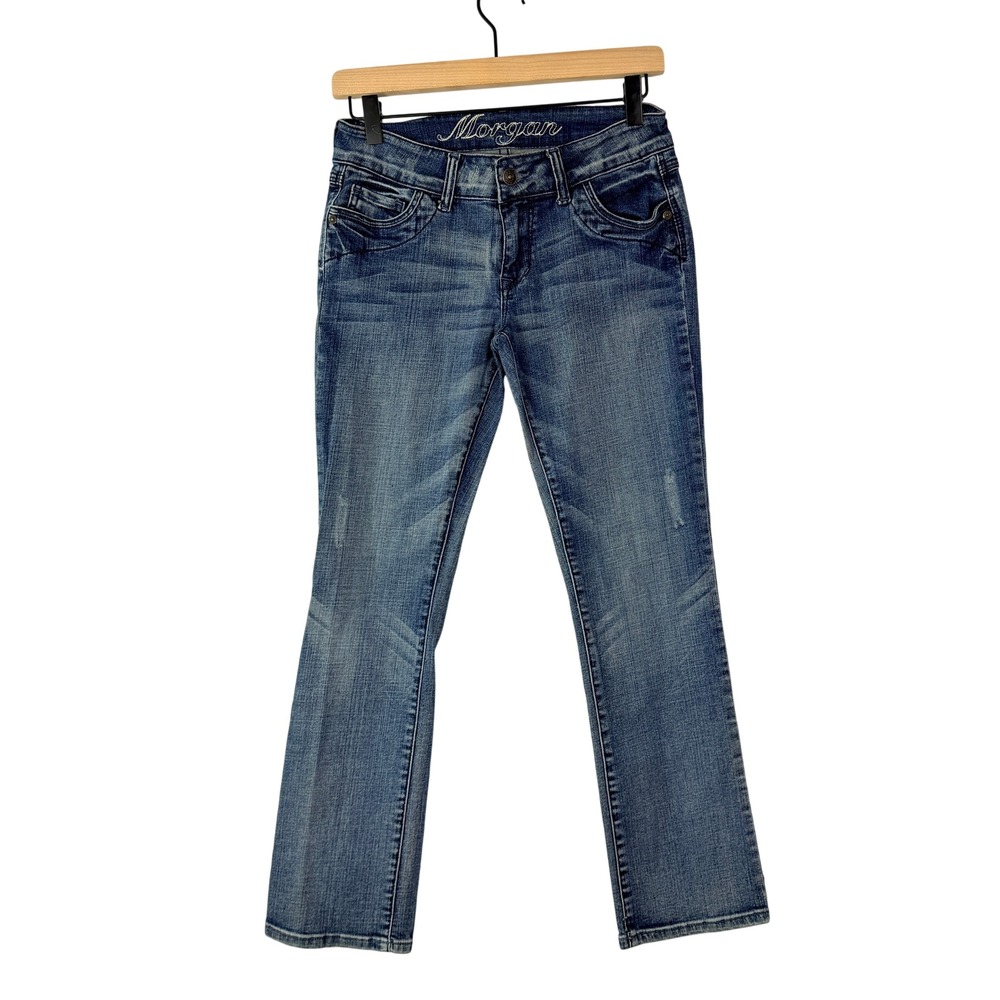 dELiA*s Morgan Low Rise Bootcut Jeans Medium Wash Petite Size 3/4P Distressed - Picture 1 of 9
